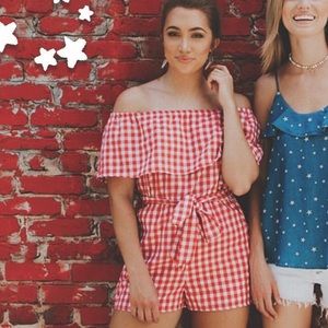 Gingham red romper